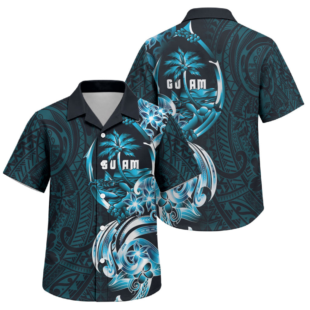 Asut Guam Chamorro Family Matching Tank Maxi Dress and Hawaiian Shirt Guahan Seal Tattoo LT14 Son's Shirt Blue - Polynesian Pride
