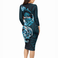 Asut Guam Chamorro Long Sleeve Bodycon Dress Guahan Seal Tattoo LT14 - Polynesian Pride