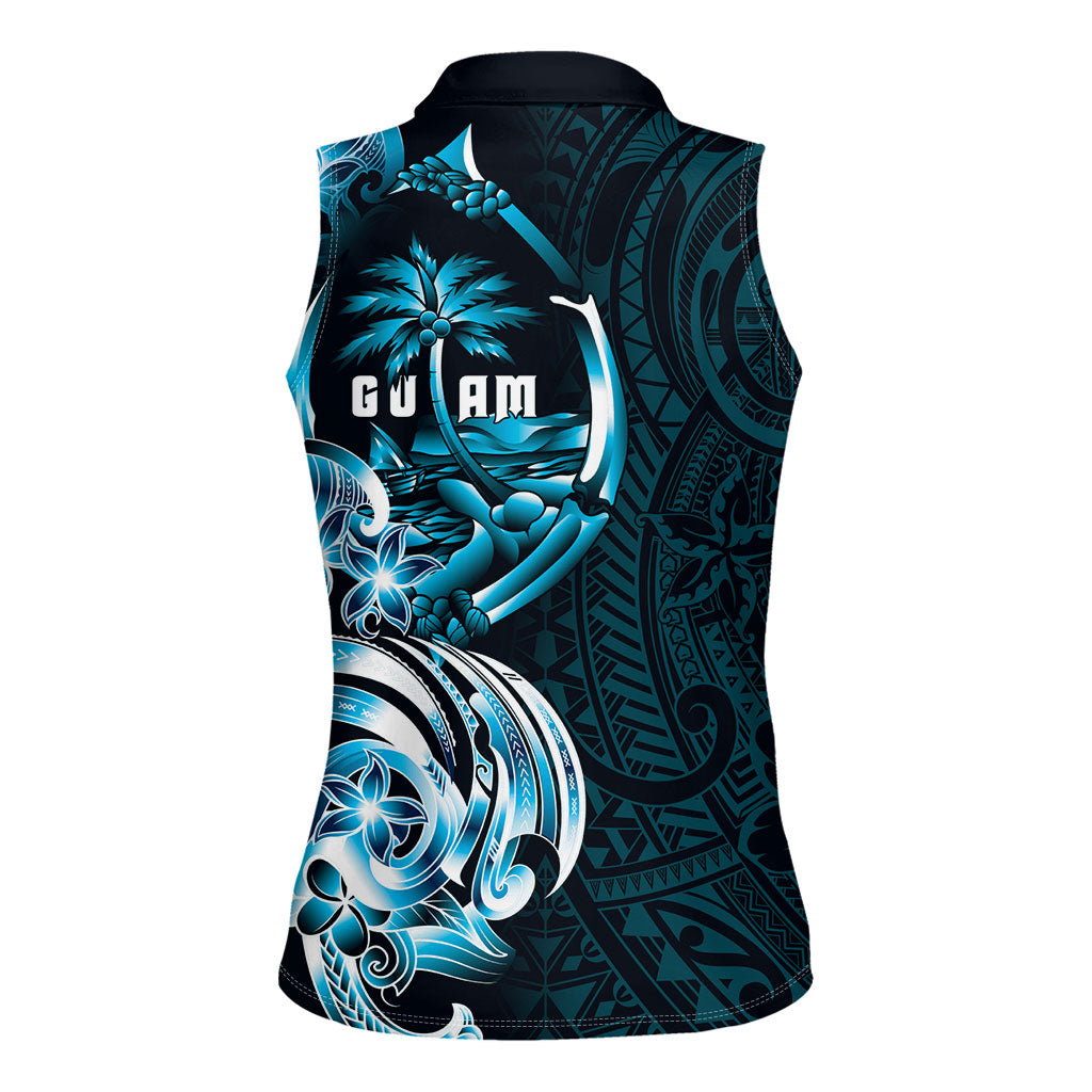 Asut Guam Chamorro Women Sleeveless Polo Shirt Guahan Seal Tattoo LT14 - Polynesian Pride