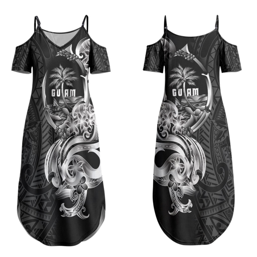 Attelong Guam Chamorro Couples Matching Summer Maxi Dress and Hawaiian Shirt Guahan Seal Tattoo LT14 - Polynesian Pride