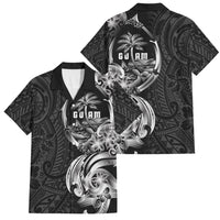 Attelong Guam Chamorro Family Matching Puletasi and Hawaiian Shirt Guahan Seal Tattoo LT14 Dad's Shirt - Short Sleeve Black - Polynesian Pride
