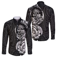 Attelong Guam Chamorro Family Matching Tank Maxi Dress and Hawaiian Shirt Guahan Seal Tattoo LT14 Dad's Shirt - Long Sleeve Black - Polynesian Pride