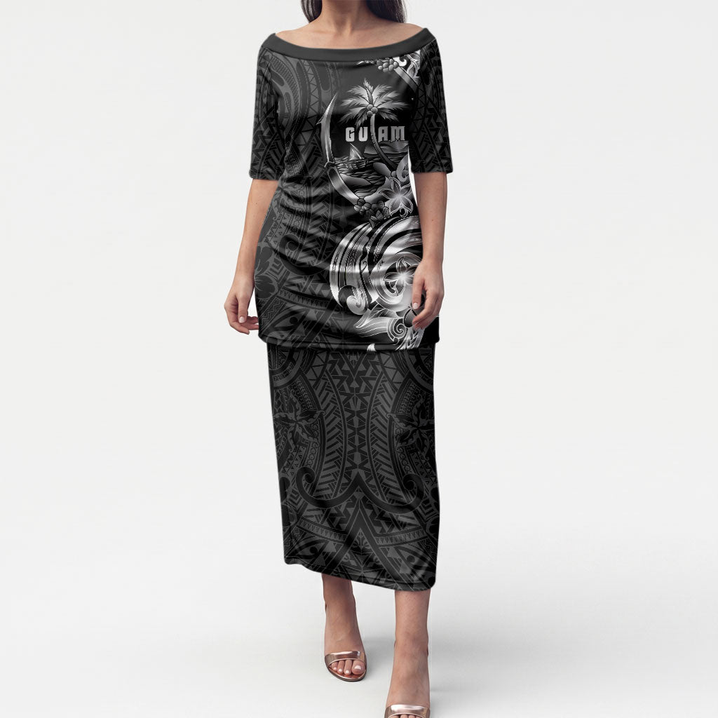 Attelong Guam Chamorro Puletasi Guahan Seal Tattoo LT14 Long Dress Black - Polynesian Pride