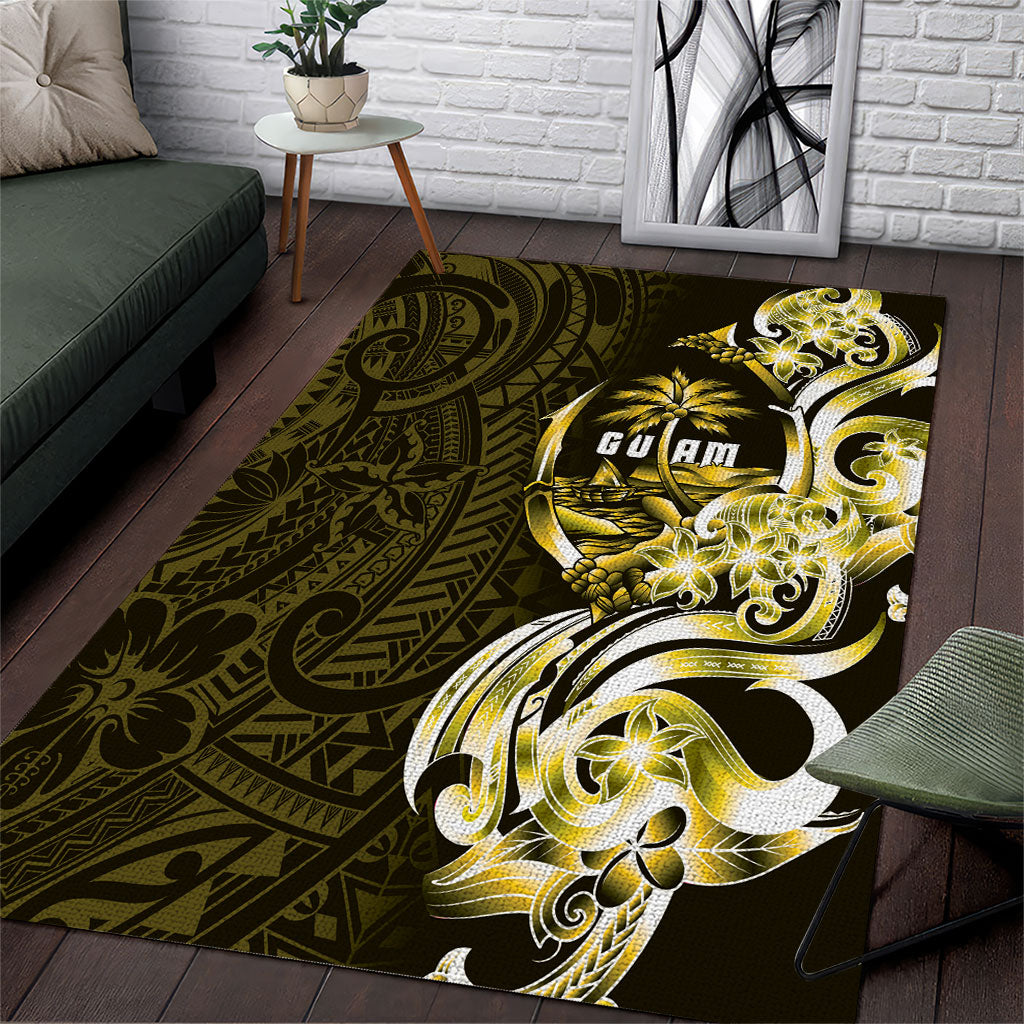Amariyu Guam Chamorro Area Rug Guahan Seal Tattoo LT14 Yellow - Polynesian Pride