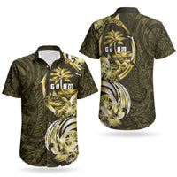 Amariyu Guam Chamorro Couples Matching Off Shoulder Short Dress and Hawaiian Shirt Guahan Seal Tattoo LT14 - Polynesian Pride