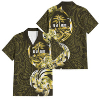 Amariyu Guam Chamorro Family Matching Summer Maxi Dress and Hawaiian Shirt Guahan Seal Tattoo LT14 Dad's Shirt - Short Sleeve Yellow - Polynesian Pride