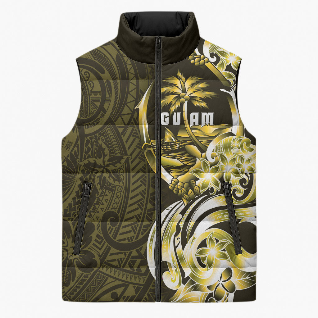 Amariyu Guam Chamorro Sleeveless Puffer Jacket Guahan Seal Tattoo LT14 Unisex Yellow - Polynesian Pride