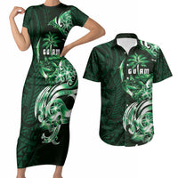 Betde Guam Chamorro Couples Matching Short Sleeve Bodycon Dress and Hawaiian Shirt Guahan Seal Tattoo LT14 Green - Polynesian Pride