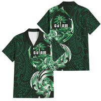 Betde Guam Chamorro Family Matching Puletasi and Hawaiian Shirt Guahan Seal Tattoo LT14 Dad's Shirt - Short Sleeve Green - Polynesian Pride