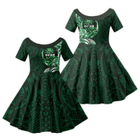 Betde Guam Chamorro Family Matching Puletasi and Hawaiian Shirt Guahan Seal Tattoo LT14 Daughter's Dress Green - Polynesian Pride