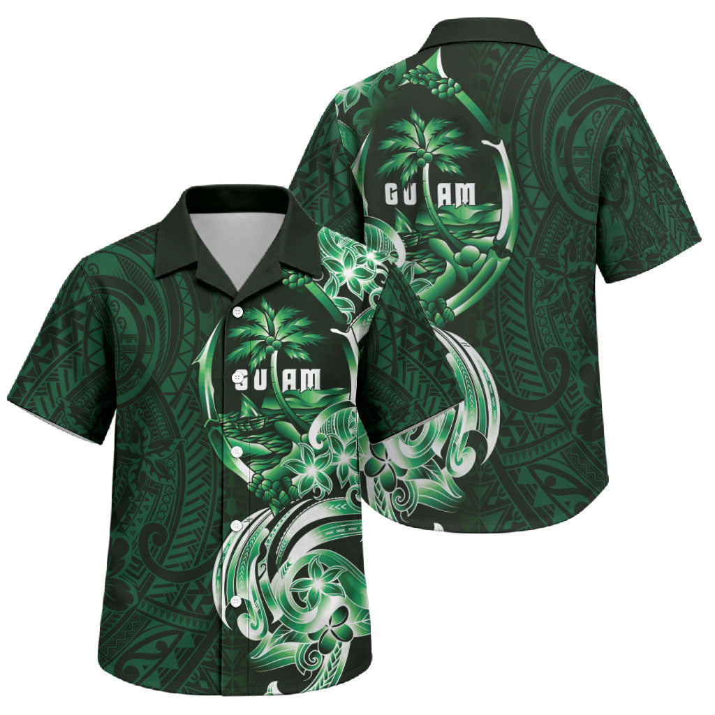 Betde Guam Chamorro Family Matching Puletasi and Hawaiian Shirt Guahan Seal Tattoo LT14 Son's Shirt Green - Polynesian Pride