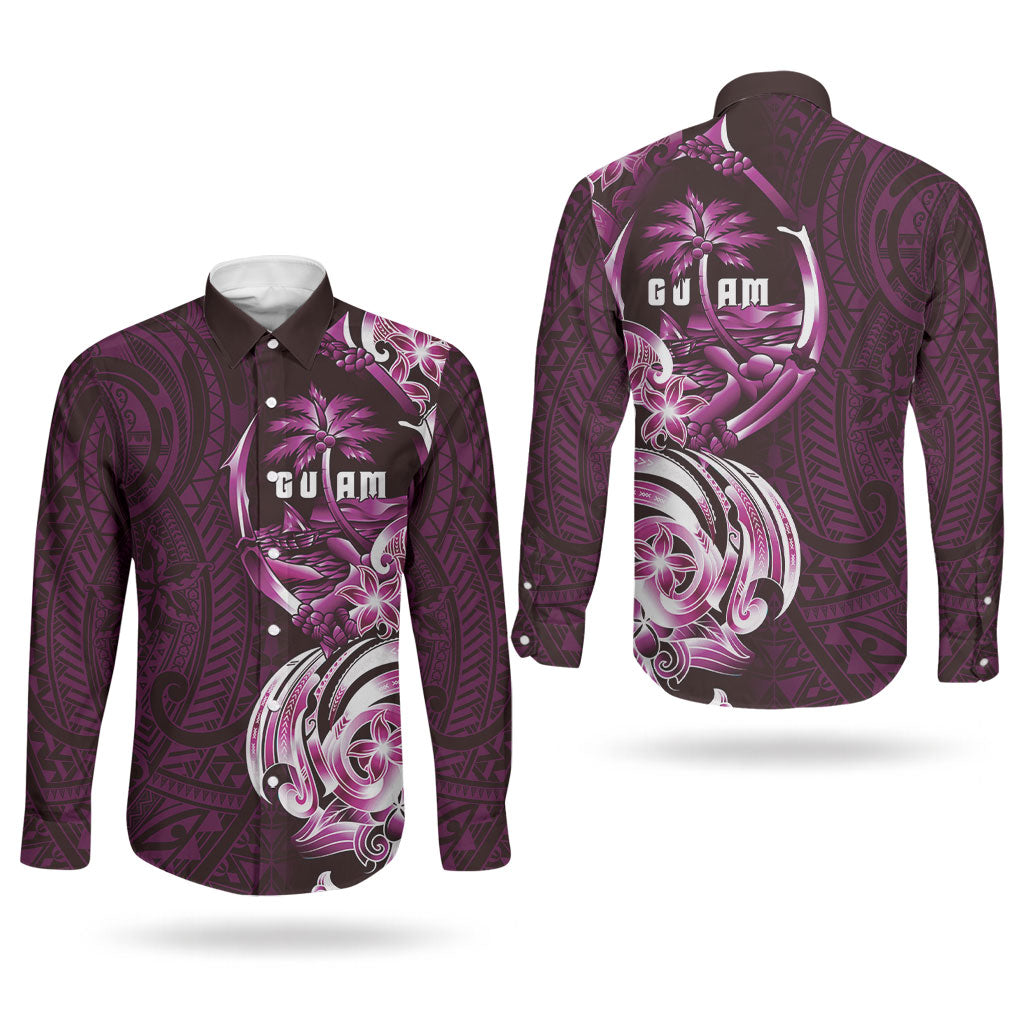 Kulot Di Rosa Guam Chamorro Couples Matching Summer Maxi Dress and Long Sleeve Button Shirt Guahan Seal Tattoo LT14 - Polynesian Pride
