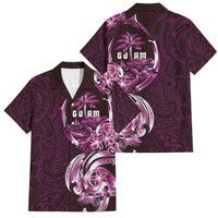 Kulot Di Rosa Guam Chamorro Family Matching Puletasi and Hawaiian Shirt Guahan Seal Tattoo LT14 Dad's Shirt - Short Sleeve Pink - Polynesian Pride