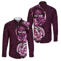 Kulot Di Rosa Guam Chamorro Family Matching Puletasi and Hawaiian Shirt Guahan Seal Tattoo LT14 Dad's Shirt - Long Sleeve Pink - Polynesian Pride