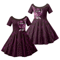 Kulot Di Rosa Guam Chamorro Family Matching Puletasi and Hawaiian Shirt Guahan Seal Tattoo LT14 Daughter's Dress Pink - Polynesian Pride