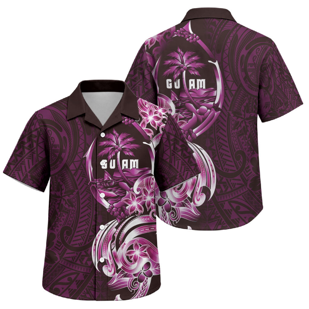 Kulot Di Rosa Guam Chamorro Family Matching Puletasi and Hawaiian Shirt Guahan Seal Tattoo LT14 Son's Shirt Pink - Polynesian Pride
