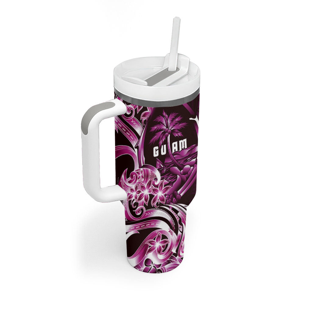 Kulot Di Rosa Guam Chamorro Tumbler With Handle Guahan Seal Tattoo LT14 - Polynesian Pride