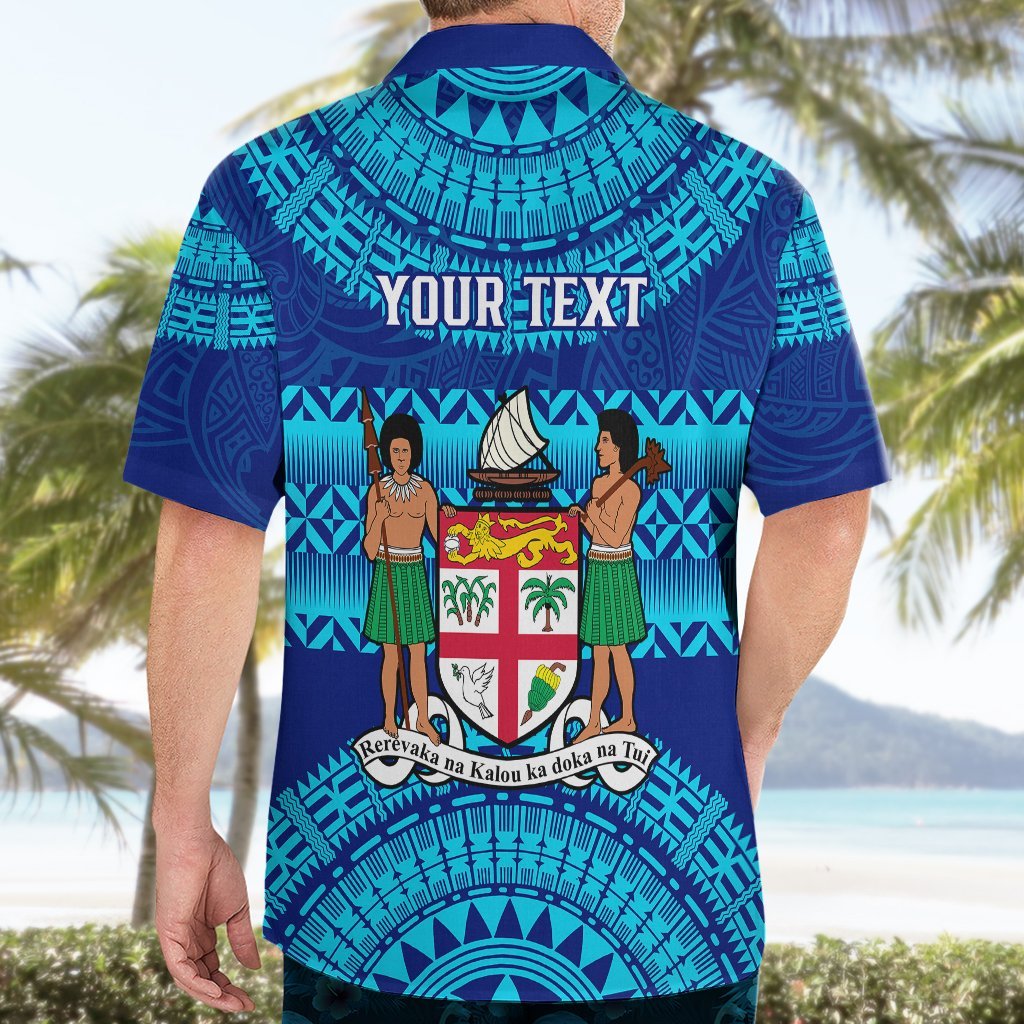 Personalised Fiji Hawaiian Shirt Unique Fijian Tapa Pattern With Coat Of Arms LT14 - Polynesian Pride