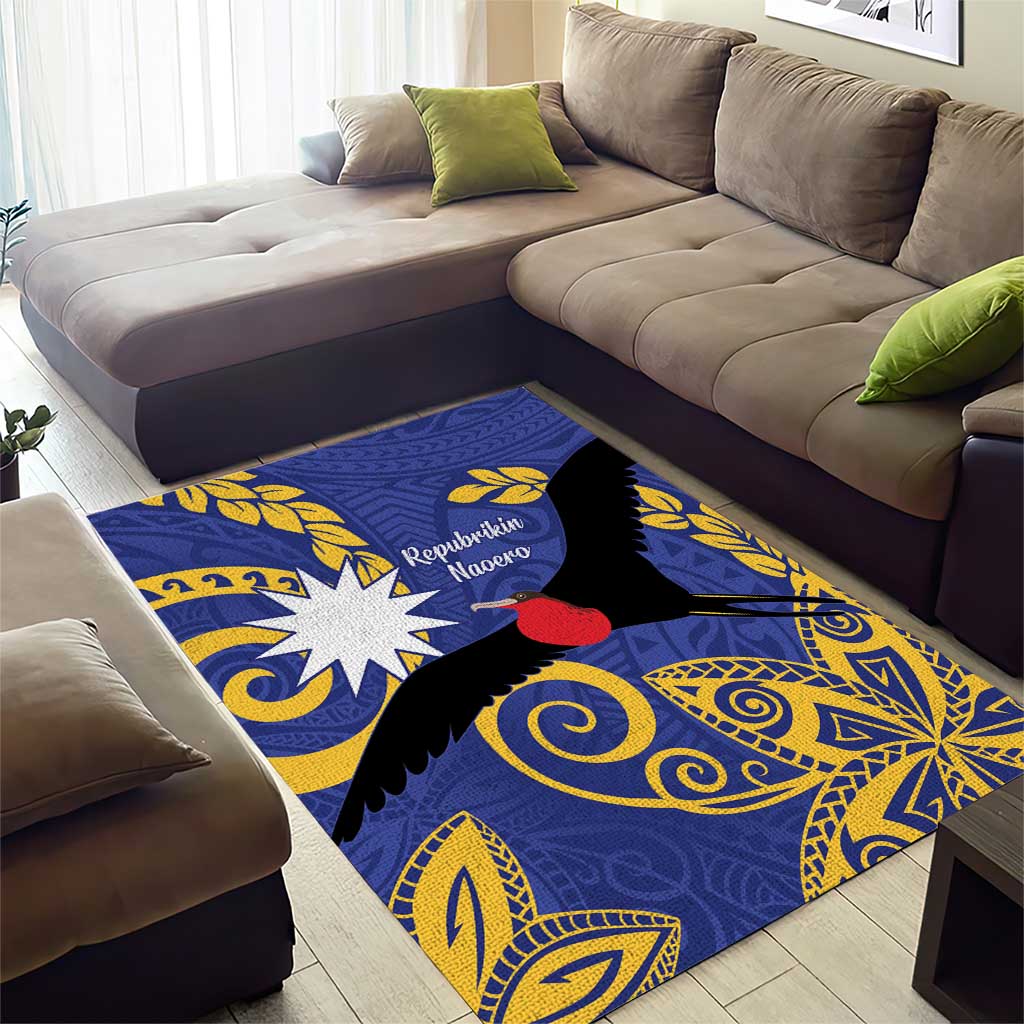 Nauru Angam Day Area Rug Naoero Frigate Bird Polynesian Pattern