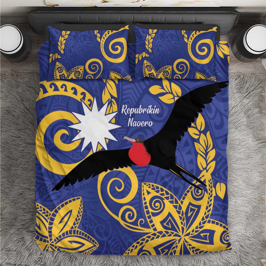 Nauru Angam Day Bedding Set Naoero Frigate Bird Polynesian Pattern LT14 Blue - Polynesian Pride