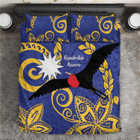 Nauru Angam Day Bedding Set Naoero Frigate Bird Polynesian Pattern LT14 Blue - Polynesian Pride