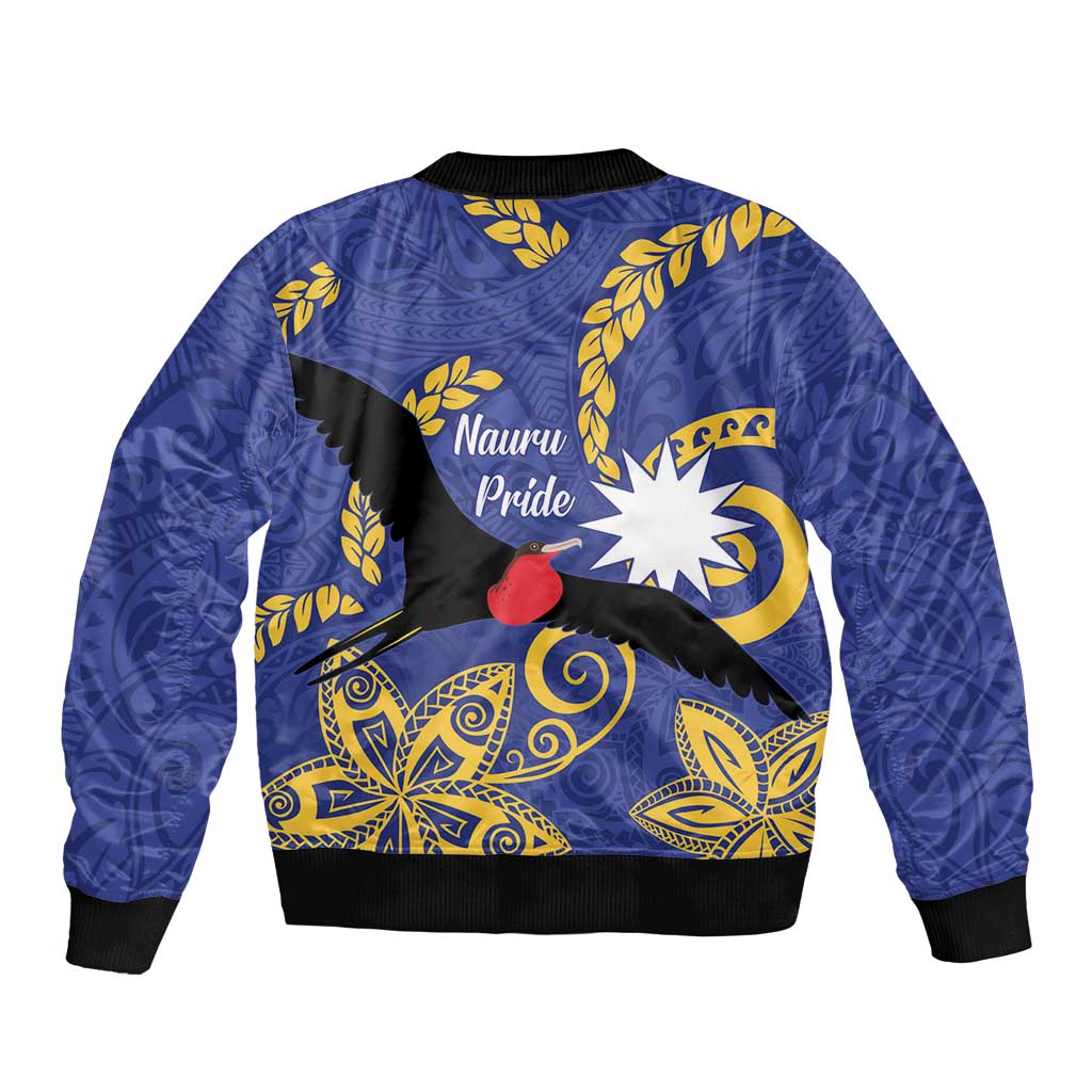 Nauru Angam Day Bomber Jacket Naoero Frigate Bird Polynesian Pattern