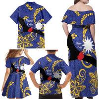 Nauru Angam Day Family Matching Off Shoulder Maxi Dress and Hawaiian Shirt Naoero Frigate Bird Polynesian Pattern LT14 - Polynesian Pride