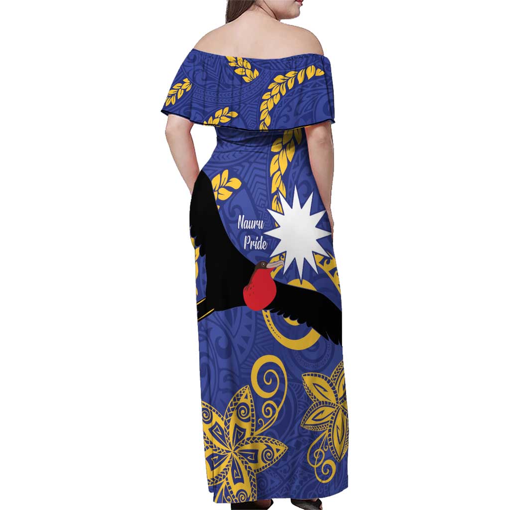 Nauru Angam Day Family Matching Off Shoulder Maxi Dress and Hawaiian Shirt Naoero Frigate Bird Polynesian Pattern LT14 - Polynesian Pride