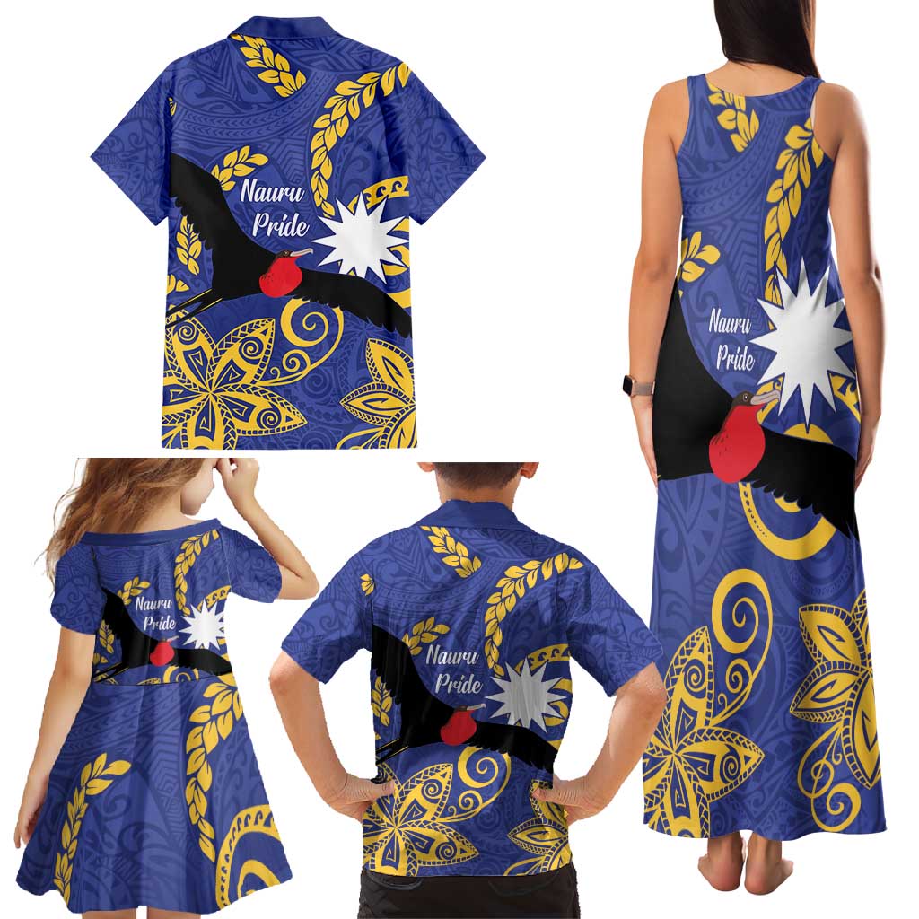 Nauru Angam Day Family Matching Tank Maxi Dress and Hawaiian Shirt Naoero Frigate Bird Polynesian Pattern LT14 - Polynesian Pride