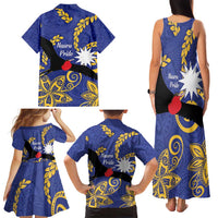 Nauru Angam Day Family Matching Tank Maxi Dress and Hawaiian Shirt Naoero Frigate Bird Polynesian Pattern LT14 - Polynesian Pride