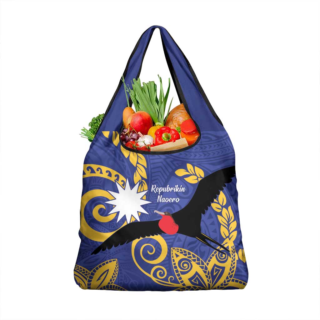 Nauru Angam Day Grocery Bag Naoero Frigate Bird Polynesian Pattern LT14 1-pack One Size Blue - Polynesian Pride