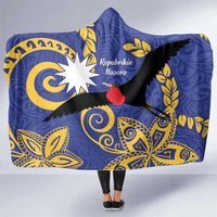 Nauru Angam Day Hooded Blanket Naoero Frigate Bird Polynesian Pattern LT14 One Size Blue - Polynesian Pride