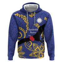 Nauru Angam Day Hoodie Naoero Frigate Bird Polynesian Pattern LT14 Pullover Hoodie Blue - Polynesian Pride