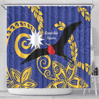 Nauru Angam Day Shower Curtain Naoero Frigate Bird Polynesian Pattern LT14 - Polynesian Pride