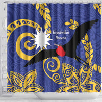 Nauru Angam Day Shower Curtain Naoero Frigate Bird Polynesian Pattern LT14 - Polynesian Pride