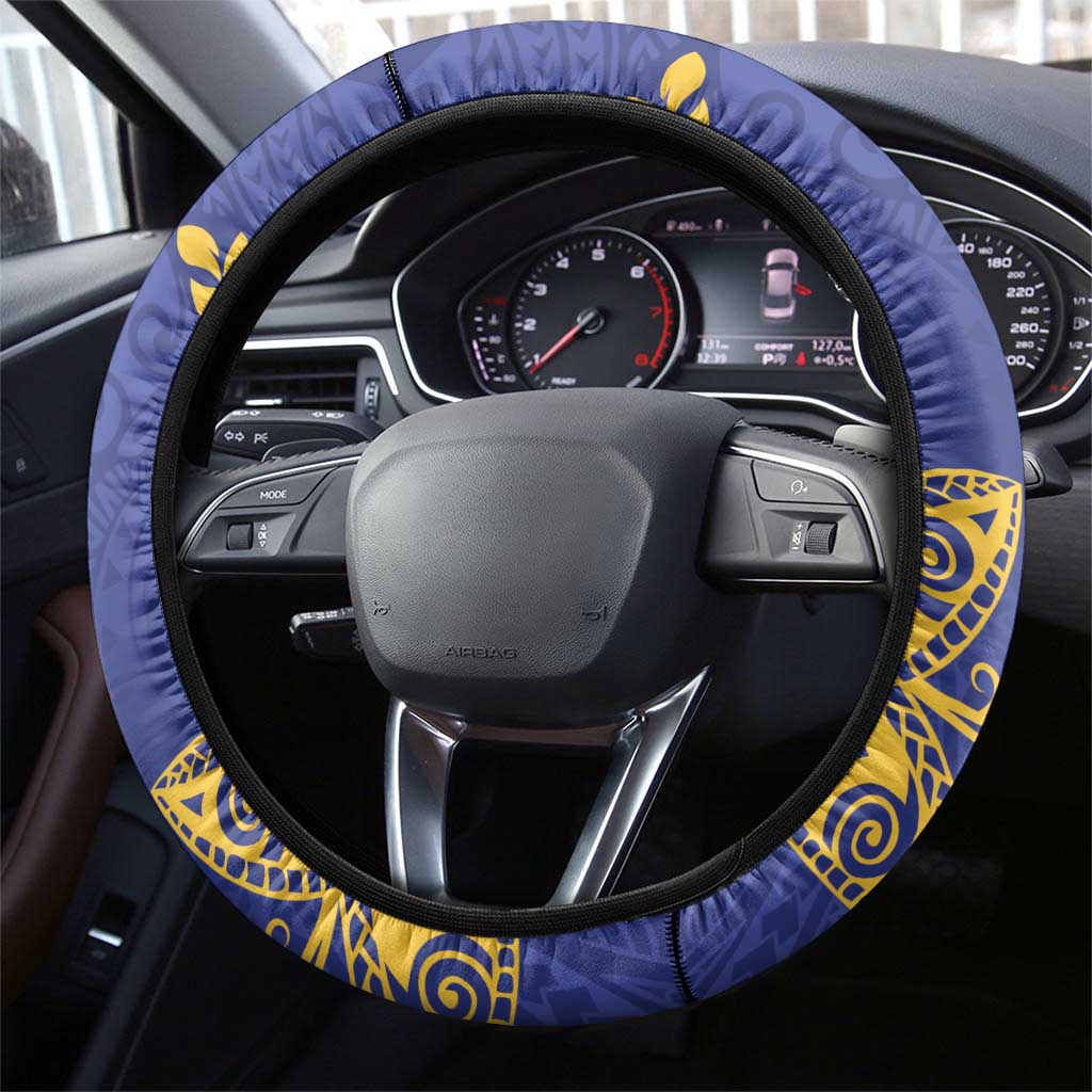 Nauru Angam Day Steering Wheel Cover Naoero Frigate Bird Polynesian Pattern LT14 - Polynesian Pride