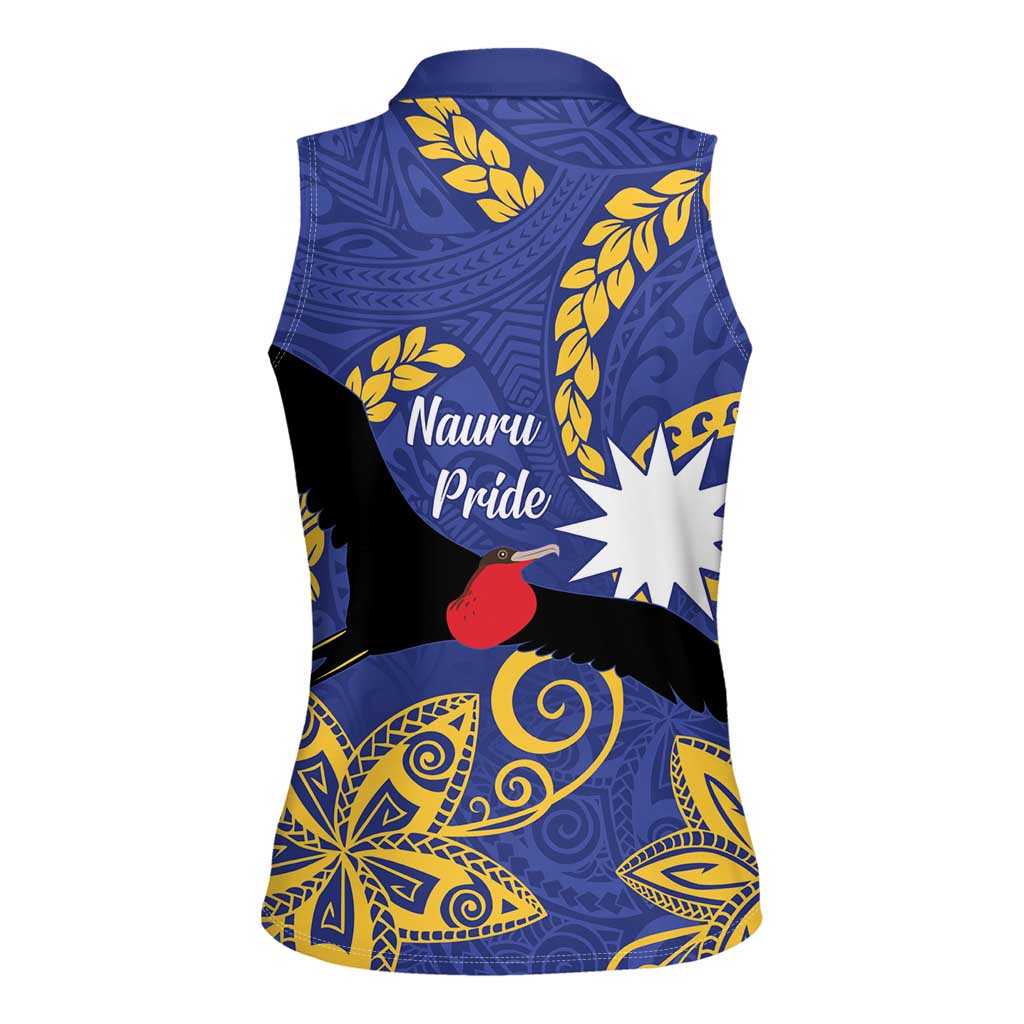 Nauru Angam Day Women Sleeveless Polo Shirt Naoero Frigate Bird Polynesian Pattern