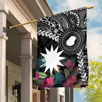 Black Nauru Garden Flag Naoero Map With Polynesian Tropical Flowers LT14 House Flag Black - Polynesian Pride