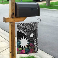 Black Nauru Garden Flag Naoero Map With Polynesian Tropical Flowers LT14 - Polynesian Pride