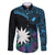 Blue Nauru Family Matching Off The Shoulder Long Sleeve Dress and Hawaiian Shirt Naoero Map With Polynesian Tropical Flowers