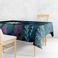 Blue Nauru Tablecloth Naoero Map With Polynesian Tropical Flowers LT14 - Polynesian Pride