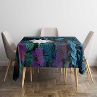 Blue Nauru Tablecloth Naoero Map With Polynesian Tropical Flowers LT14 - Polynesian Pride