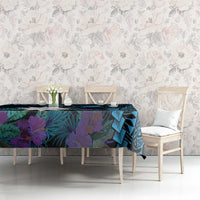 Blue Nauru Tablecloth Naoero Map With Polynesian Tropical Flowers LT14 - Polynesian Pride