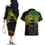 Personalised Nukuoro Atoll Couples Matching Off The Shoulder Long Sleeve Dress and Hawaiian Shirt Polynesian Tattoo Curves Reggae Version