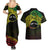 Personalised Nukuoro Atoll Couples Matching Summer Maxi Dress and Hawaiian Shirt Polynesian Tattoo Curves Reggae Version