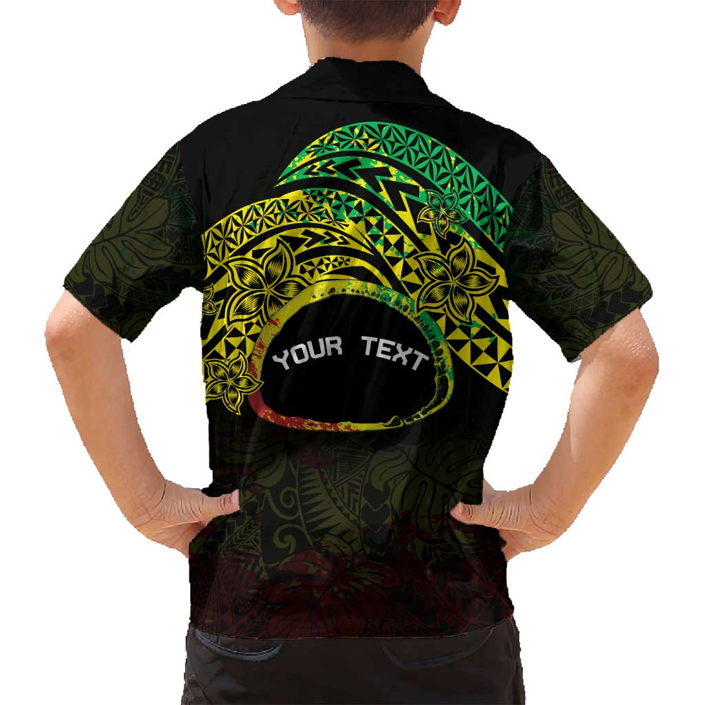 Personalised Nukuoro Atoll Family Matching Long Sleeve Bodycon Dress and Hawaiian Shirt Polynesian Tattoo Curves Reggae Version LT14 - Polynesian Pride
