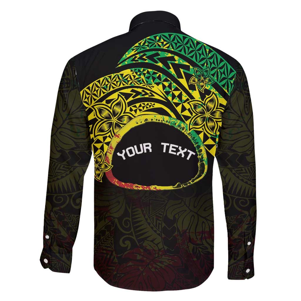 Personalised Nukuoro Atoll Family Matching Long Sleeve Bodycon Dress and Hawaiian Shirt Polynesian Tattoo Curves Reggae Version LT14 - Polynesian Pride
