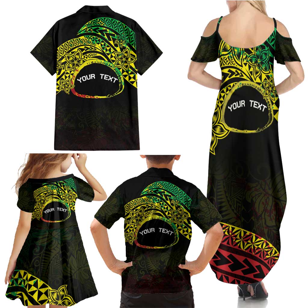 Personalised Nukuoro Atoll Family Matching Summer Maxi Dress and Hawaiian Shirt Polynesian Tattoo Curves Reggae Version LT14 - Polynesian Pride