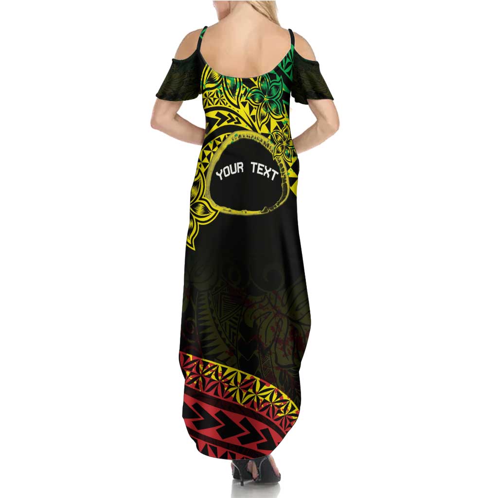 Personalised Nukuoro Atoll Family Matching Summer Maxi Dress and Hawaiian Shirt Polynesian Tattoo Curves Reggae Version LT14 - Polynesian Pride