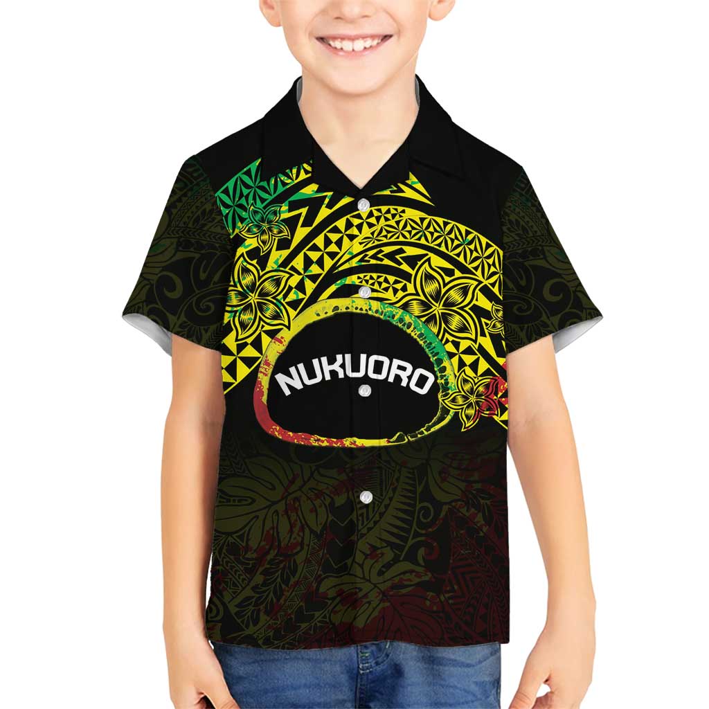 Personalised Nukuoro Atoll Family Matching Summer Maxi Dress and Hawaiian Shirt Polynesian Tattoo Curves Reggae Version LT14 Son's Shirt Reggae - Polynesian Pride